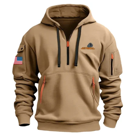 Classic Fashion Jetboil Camping Color Khaki Hoodie Half Zipper