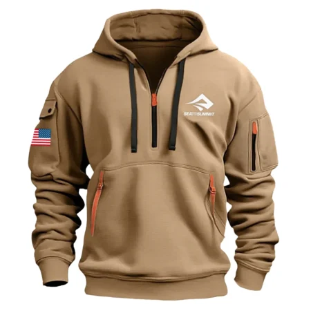 Classic Fashion Sea to Summit Camping Color Khaki Hoodie Half Zipper