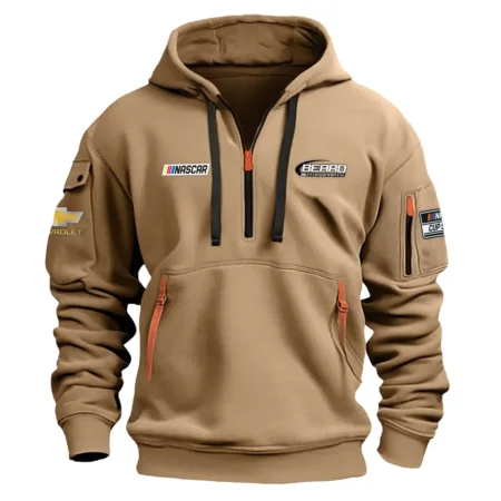 Classic Fashion Beard Motorsports Nascar Cup Series Color Khaki Hoodie Half Zipper