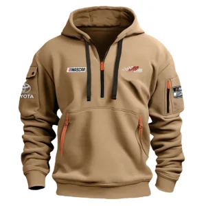 Classic Fashion Joe Gibbs Racing Nascar Cup Series Color Khaki Hoodie Half Zipper