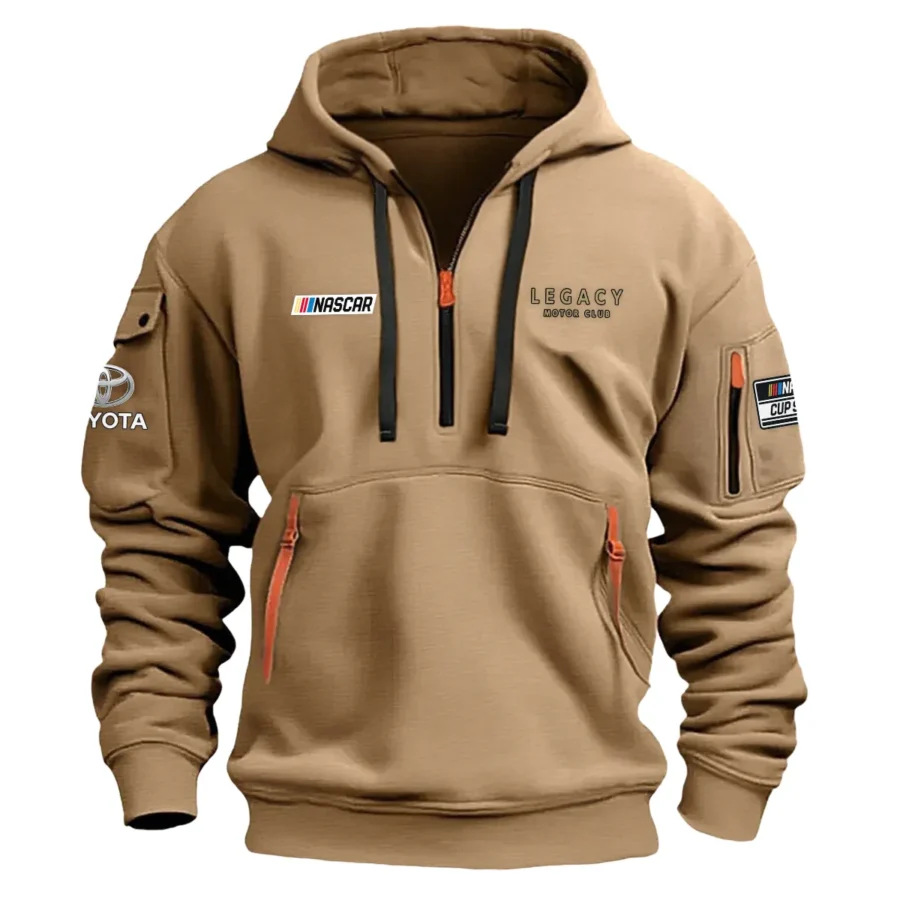 Classic Fashion Legacy Motor Club Nascar Cup Series Color Khaki Hoodie Half Zipper