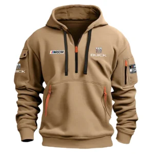 Classic Fashion Buick Nascar Cup Series Color Khaki Hoodie Half Zipper