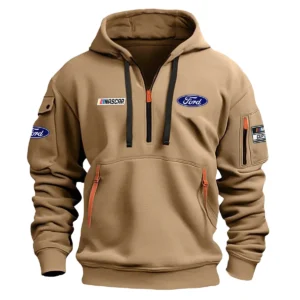 Classic Fashion Ford Nascar Cup Series Color Gray Hoodie Half Zipper