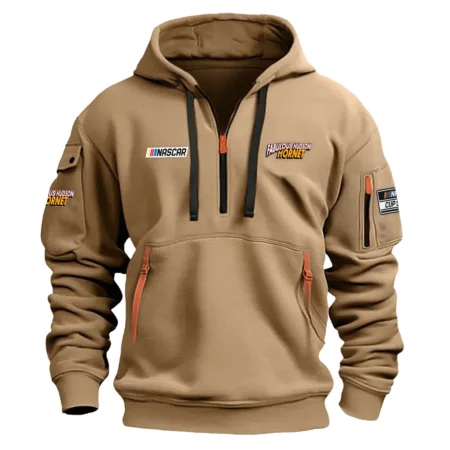 Classic Fashion Hudson Nascar Cup Series Color Khaki Hoodie Half Zipper