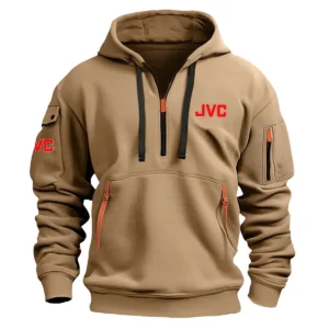 JVC Classic Fashion Photography Videography Color Khaki Hoodie Half Zipper