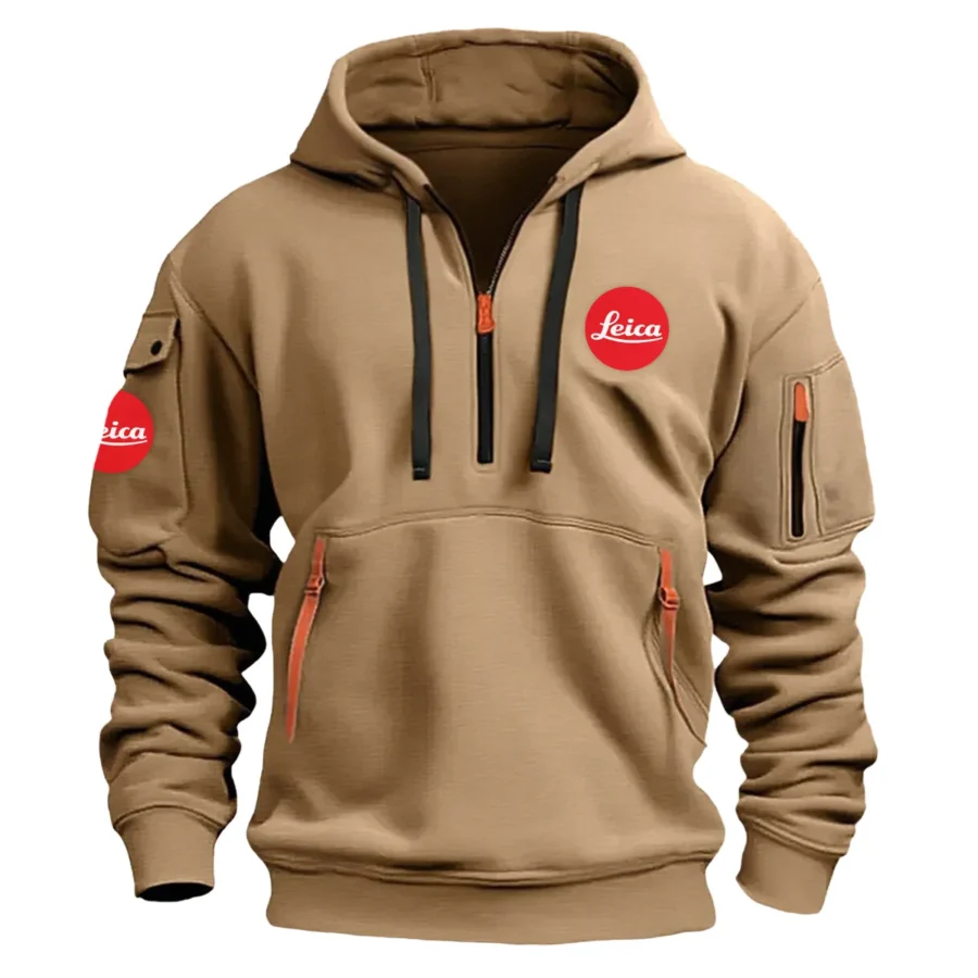 Leica Classic Fashion Photography Videography Color Khaki Hoodie Half Zipper