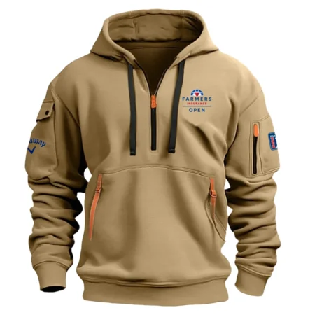 Khaki Color Callaway Fashion Hoodie Half Zipper Farmers Insurance Open Gift For Fans