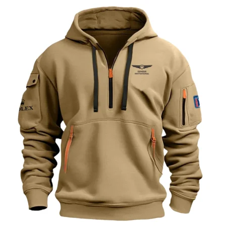 Khaki Color Rolex Fashion Hoodie Half Zipper Genesis Invitational Gift For Fans