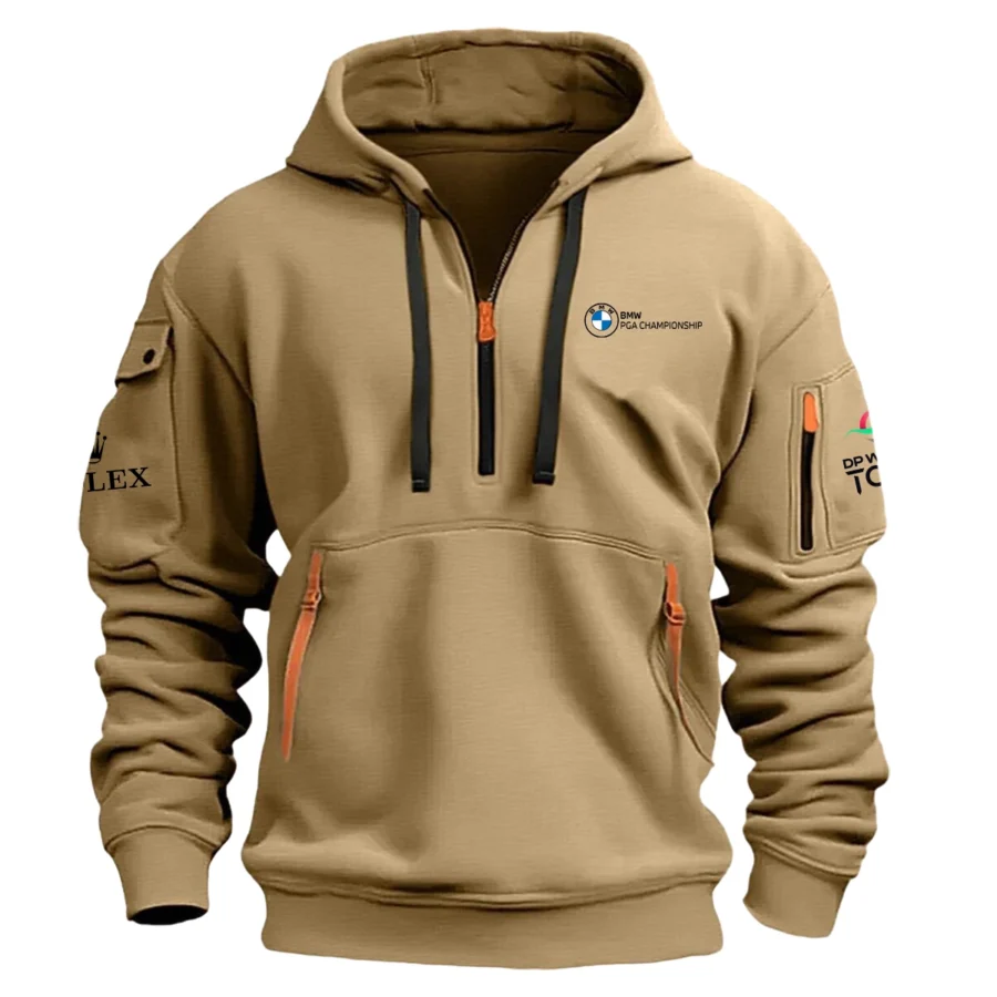 Khaki Color Rolex Fashion Hoodie Half Zipper BMW PGA Championship Gift For Fans