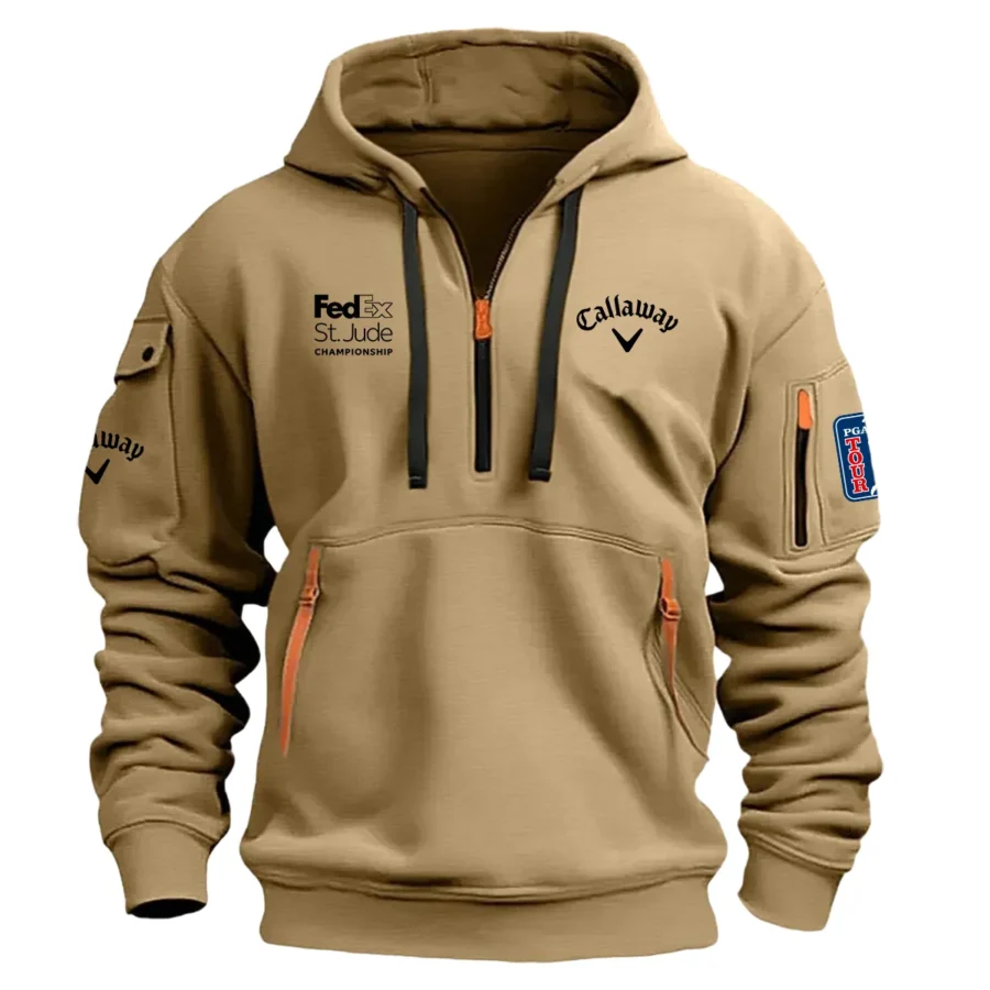 Khaki Color Brand Callaway Hoodie Half Zipper FedEx St. Jude Championship Gift For Fans