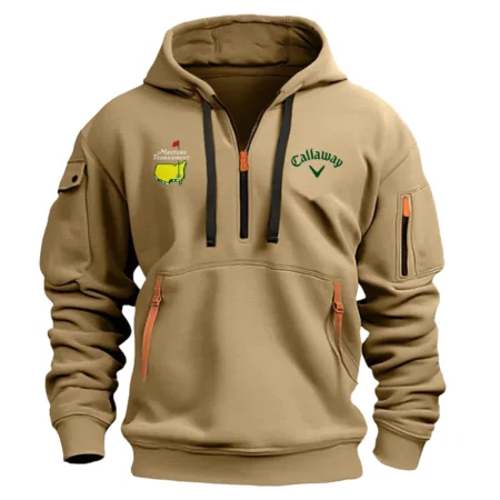 Khaki Color Callaway Fashion Hoodie Half Zipper Masters Tournament Gift For Fans