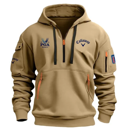 Khaki Color Callaway Fashion Hoodie Half Zipper 2024 PGA Championship Valhalla Gift For Fans