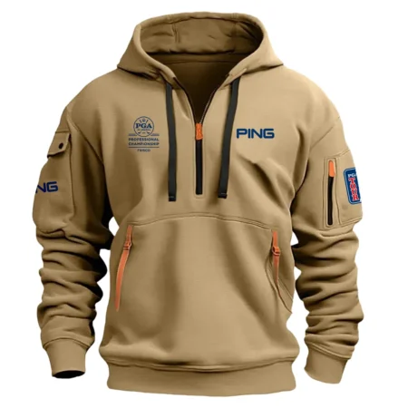 Khaki Color Brand Ping Hoodie Half Zipper PGA Professional Championship 2024 Gift For Fans