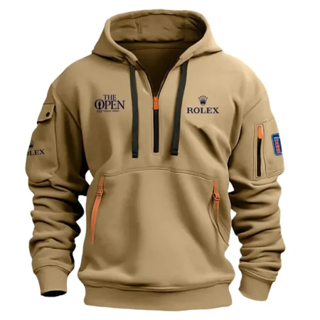 Khaki Color Rolex Fashion Hoodie Half Zipper 152nd The Open Championship Gift For Fans
