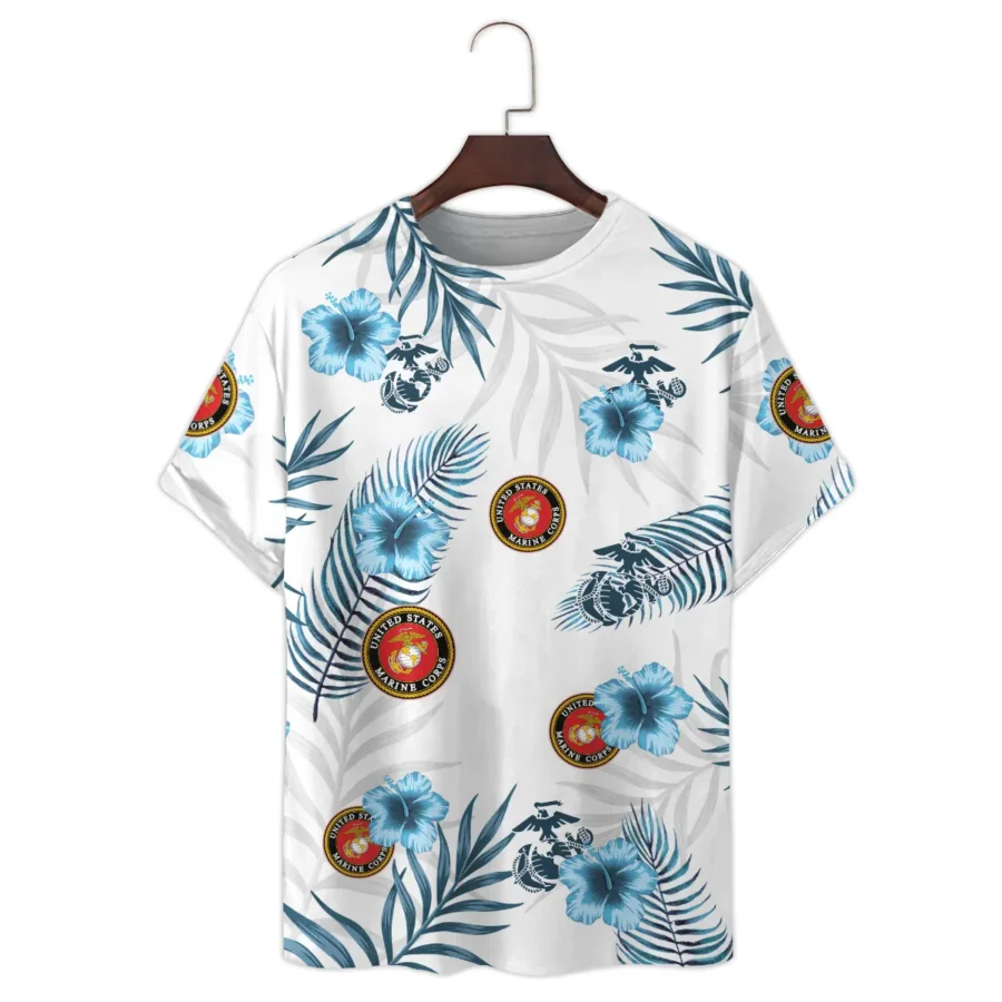 Hawaii Pattern Summer Beach Shirt Veteran U.S. Marine Corps All Over Prints Unisex T-Shirt