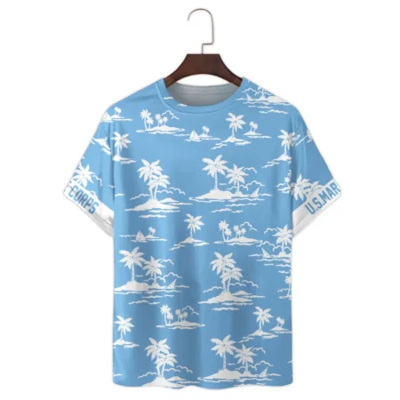 Hawaii Pattern Summer Beach Shirt Veteran U.S. Marine Corps All Over Prints Unisex T-Shirt