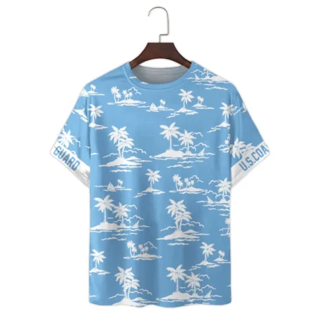 Hawaii Pattern Summer Beach Shirt Veteran U.S. Coast Guard All Over Prints Unisex T-Shirt