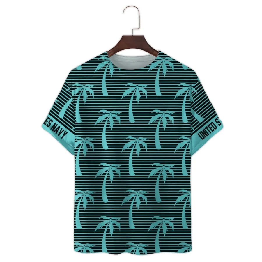 Hawaii Palm Tree Pattern Summer Beach Shirt Veteran U.S. Navy All Over Prints Unisex T-Shirt