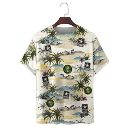 Hawaii Pattern Summer Beach Shirt Veteran U.S. Army All Over Prints Unisex T-Shirt