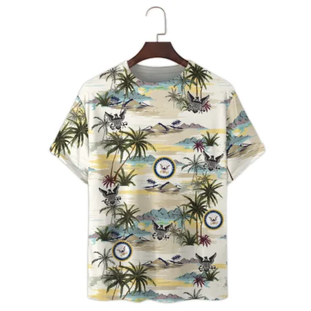 Hawaii Pattern Summer Beach Shirt Veteran U.S. Navy All Over Prints Unisex T-Shirt