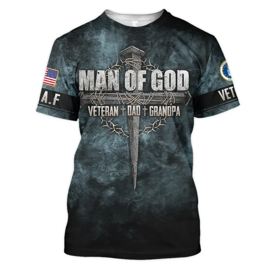 Veteran Dad Grandpa Man Of God Honor The Fallen U.S. Air Force All Over Prints Unisex T-Shirt