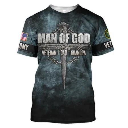 Veteran Dad Grandpa Man Of God Honor The Fallen U.S. Army All Over Prints Unisex T-Shirt