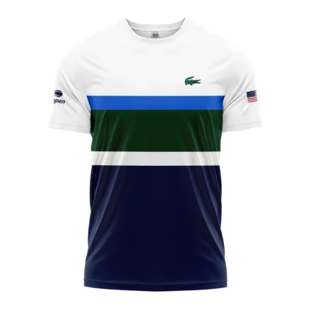 Lacoste US Open Tennis Green Blue White Pattern Performance T-Shirt Style Classic