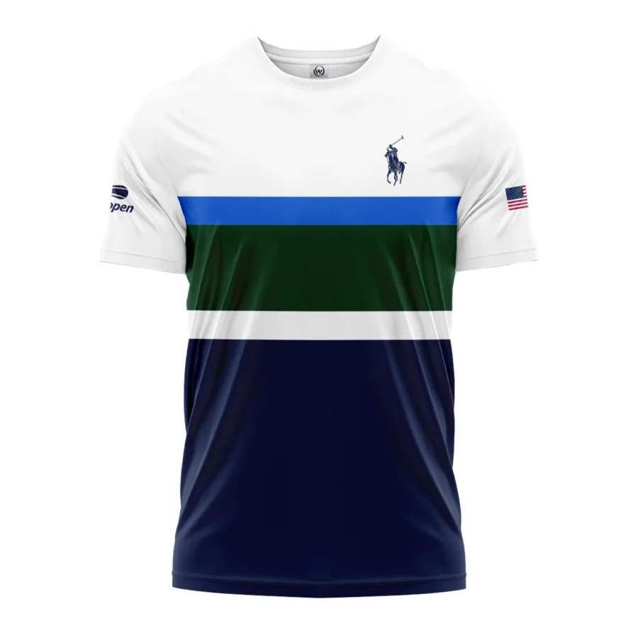 Ralph Lauren US Open Tennis Green Blue White Pattern Performance T-Shirt Style Classic