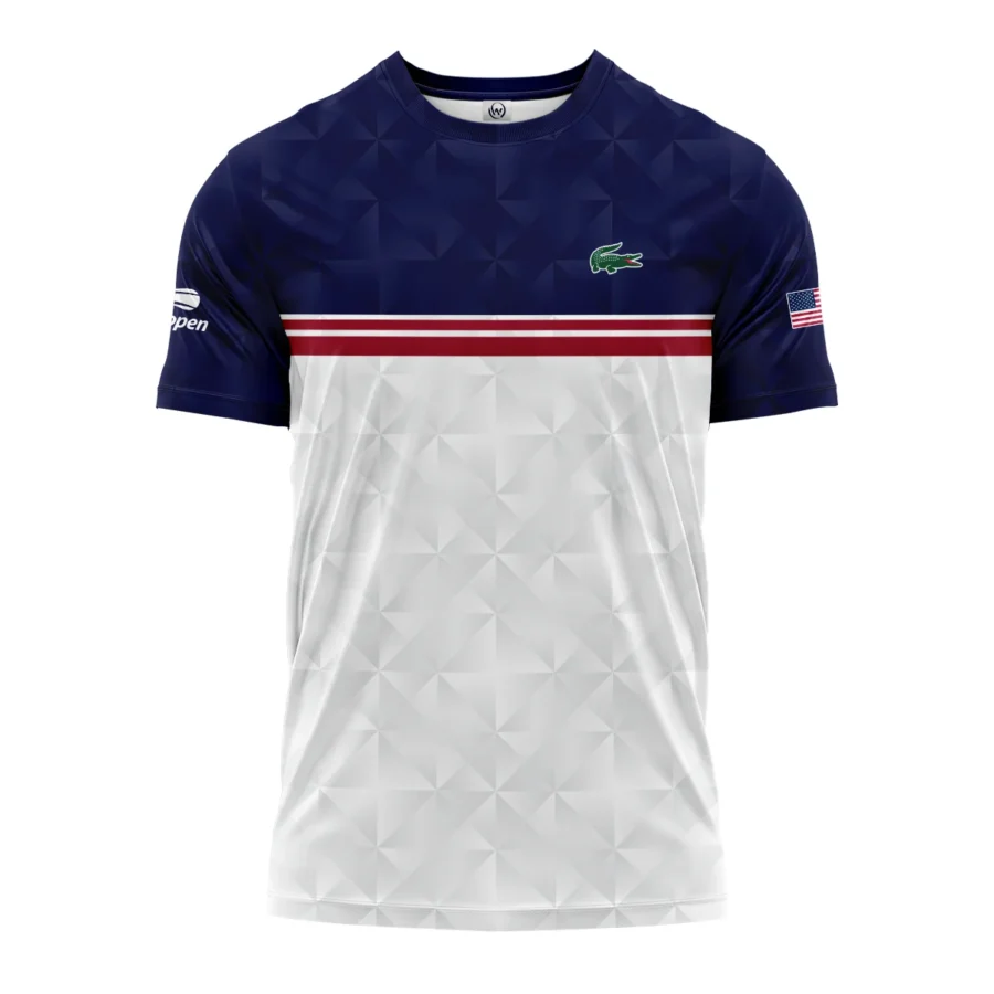 Lacoste US Open Tennis Purple White Red Line Abstract Performance T-Shirt Style Classic