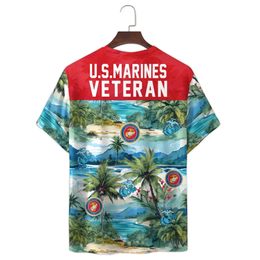 Hawaii Pattern Summer Beach Shirt Veteran U.S. Marine Corps All Over Prints Unisex T-Shirt