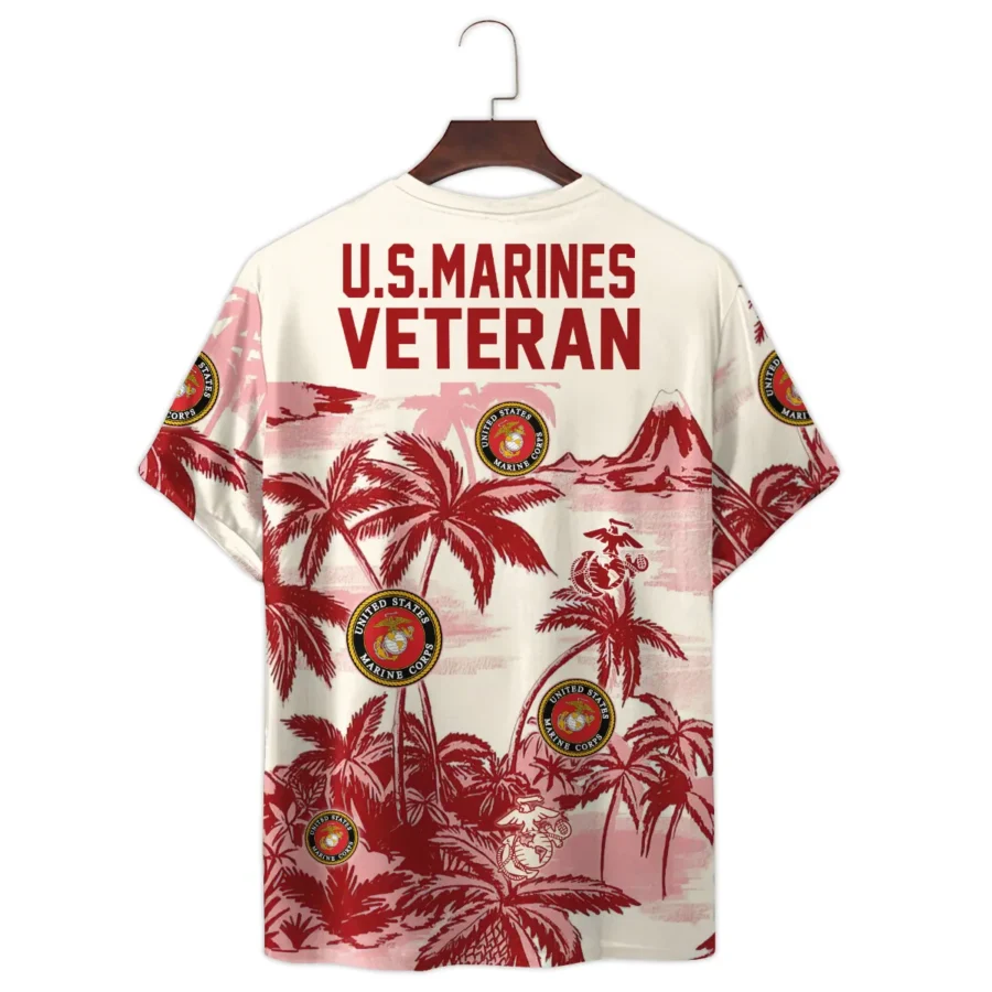 Hawaii Pattern Summer Beach Shirt Veteran U.S. Marine Corps All Over Prints Unisex T-Shirt