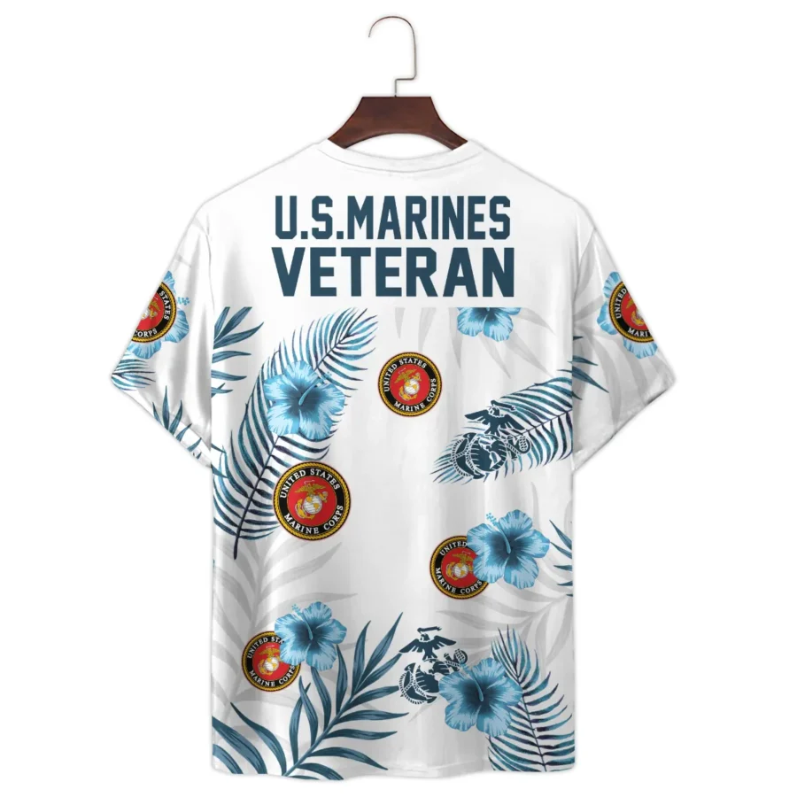 Hawaii Pattern Summer Beach Shirt Veteran U.S. Marine Corps All Over Prints Unisex T-Shirt