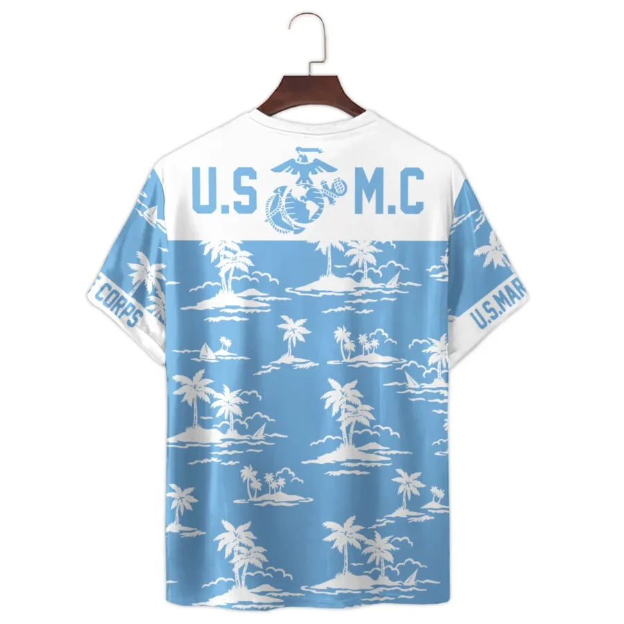 Hawaii Pattern Summer Beach Shirt Veteran U.S. Marine Corps All Over Prints Unisex T-Shirt