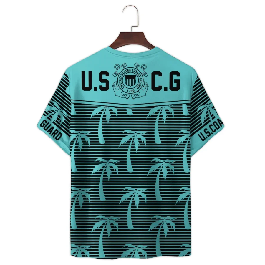 Hawaii Palm Tree Pattern Summer Beach Shirt Veteran U.S. Coast Guard All Over Prints Unisex T-Shirt