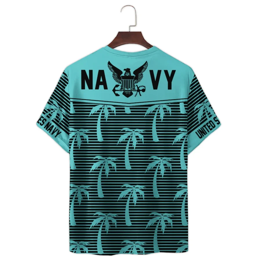 Hawaii Palm Tree Pattern Summer Beach Shirt Veteran U.S. Navy All Over Prints Unisex T-Shirt