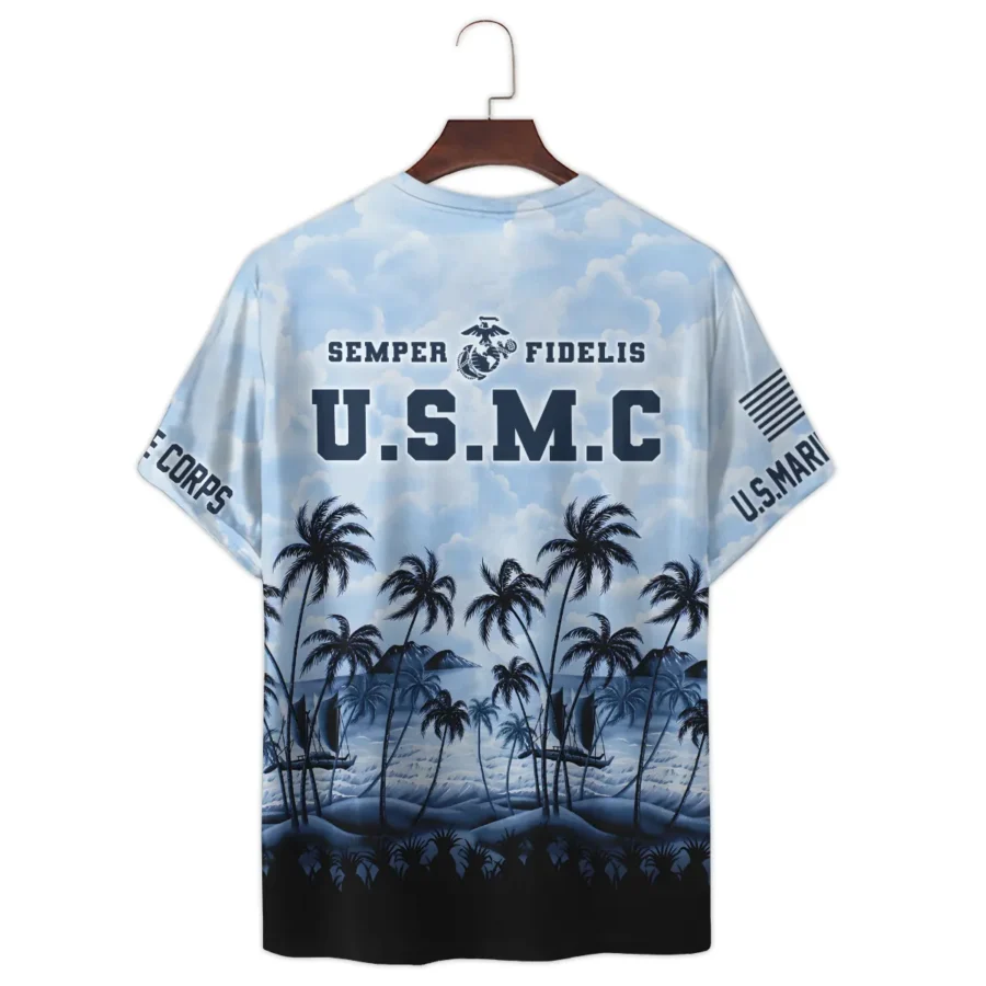 Hawaii Style Palm Tree U.S. Marine Corps Premium T-Shirt All Over Prints Gift Loves