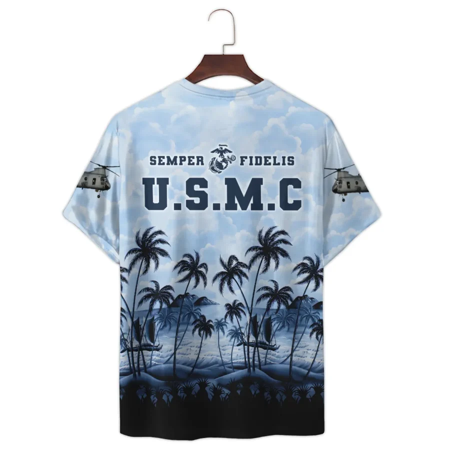 CH-46 Sea Knight Hawaii Style Palm Tree U.S. Marine Corps Premium T-Shirt All Over Prints Gift Loves