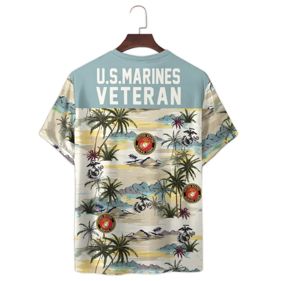 Hawaii Pattern Summer Beach Shirt Veteran U.S. Marine Corps All Over Prints Unisex T-Shirt