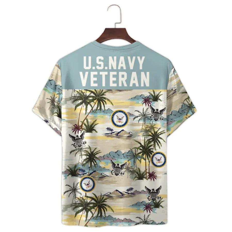 Hawaii Pattern Summer Beach Shirt Veteran U.S. Navy All Over Prints Unisex T-Shirt