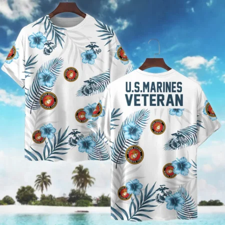 Hawaii Pattern Summer Beach Shirt Veteran U.S. Marine Corps All Over Prints Unisex T-Shirt