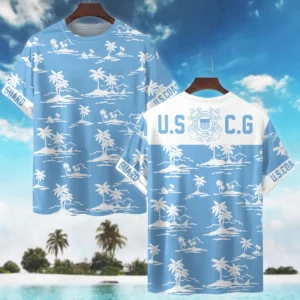 Hawaii Pattern Summer Beach Shirt Veteran U.S. Coast Guard All Over Prints Oversized Hawaiian Shirt