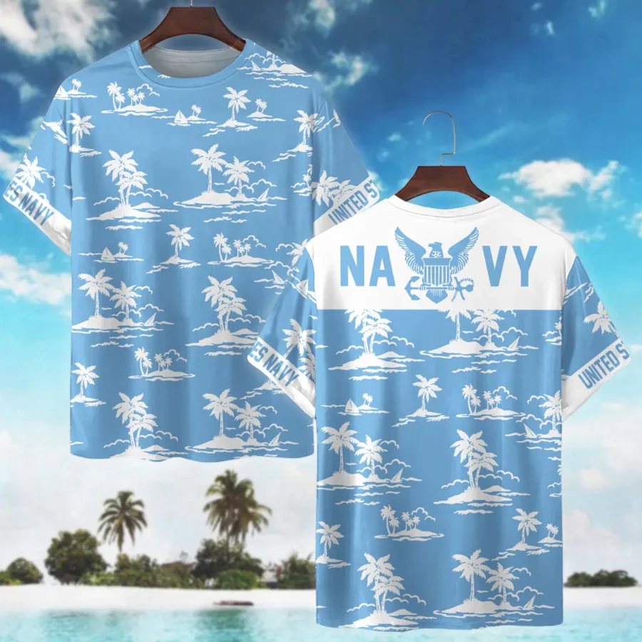 Hawaii Pattern Summer Beach Shirt Veteran U.S. Navy All Over Prints Unisex T-Shirt