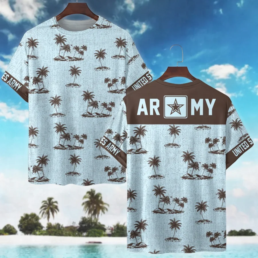 Hawaii Pattern Summer Beach Shirt Veteran U.S. Army All Over Prints Unisex T-Shirt