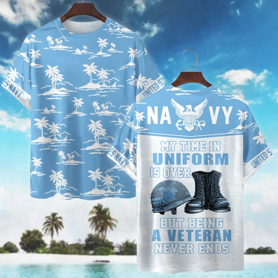 Hawaii Pattern Summer Beach Shirt Veteran U.S. Navy All Over Prints Unisex T-Shirt