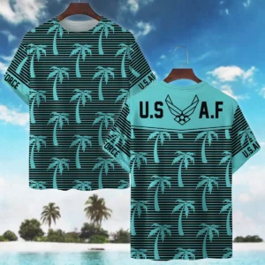 Hawaii Palm Tree Pattern Summer Beach Shirt Veteran U.S. Air Force All Over Prints Oversized Hawaii Palm Treean Shirt