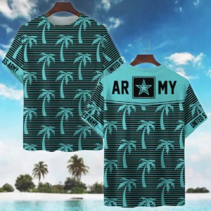 Hawaii Palm Tree Pattern Summer Beach Shirt Veteran U.S. Army All Over Prints Oversized Hawaii Palm Treean Shirt