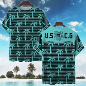 Hawaii Palm Tree Pattern Summer Beach Shirt Veteran U.S. Coast Guard All Over Prints Oversized Hawaii Palm Treean Shirt