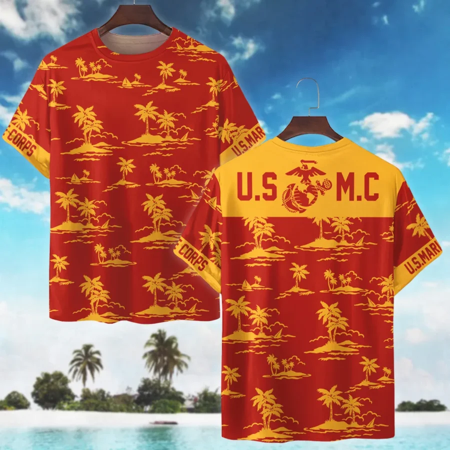 Hawaii Style Pattern U.S. Marine Corps Premium T-Shirt All Over Prints Gift Loves