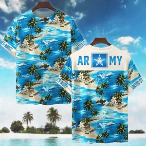 Hawaii Style Pattern U.S. Army Oversized Hawaiian Shirt All Over Prints Gift Loves