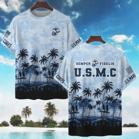 Hawaii Style Palm Tree U.S. Marine Corps Premium T-Shirt All Over Prints Gift Loves